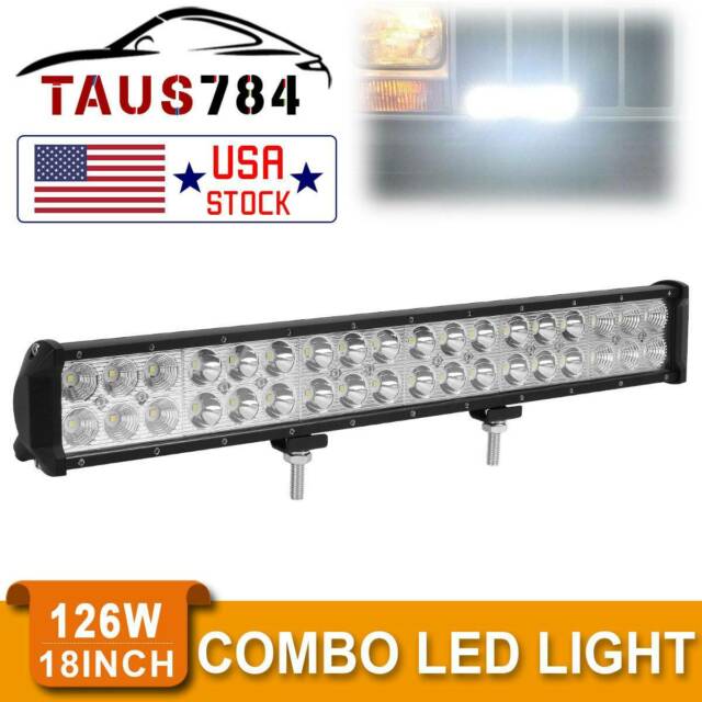 18Inch 126W Led Light Bar Flood Spot Combo Offroad Work Light 4WD Truck Atv Ute