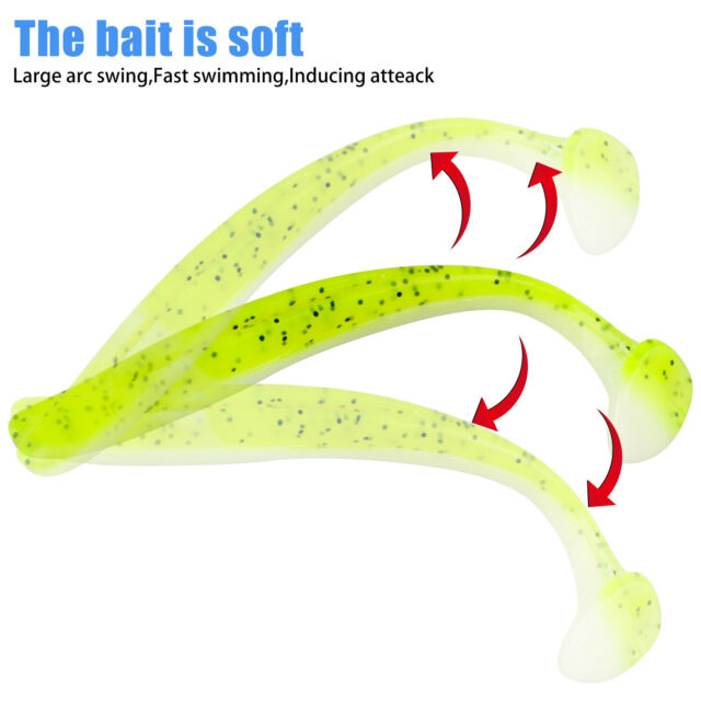 50Pcs 5.5cm Soft Silicone T-tail Fishing Swimbaits Lures Mixed-color Fish Bait