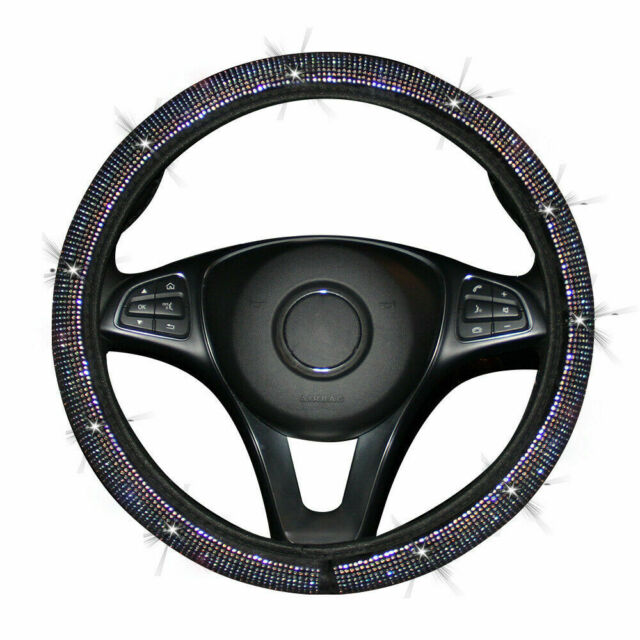 Bling Rhinestone Car Steering Wheel Cover Women Car Accessories 15'' Universal