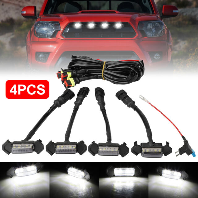 4x Raptor Style White Lens Grille LED Light For Toyota Tacoma TRD Pro 2016-2021