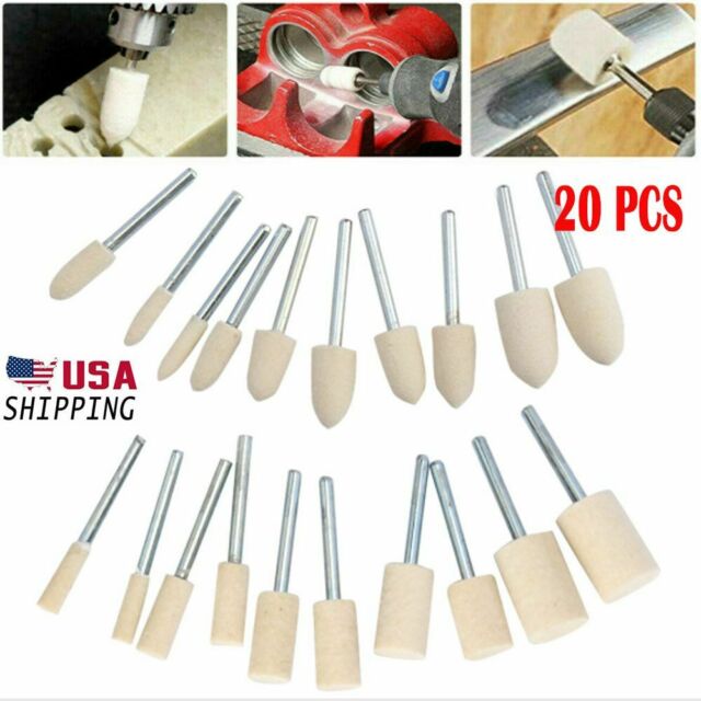 20Pcs Felt Polishing Buffing Pads Wheel Wool Plastic Dremel Rotary Tool Kit Set