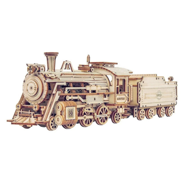 Steam Express Train 3D Wooden Puzzle Mechanical Model Kits Brain Teaser Puzzles