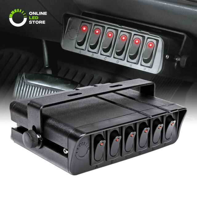 6-Gang 12V DC 40A ON/OFF Rocker Switch Box For Jeep Auto Automotive Car