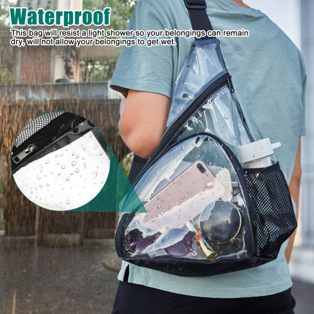 Clear PVC Sling Bag Transparent Stadium Shoulder Crossbody Backpack Adjustable