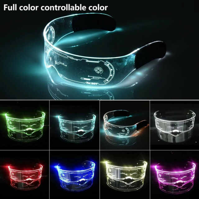 Clear Lenses 7 Color LED Flashing Light Up Visor Glasses Goggles Rave Party