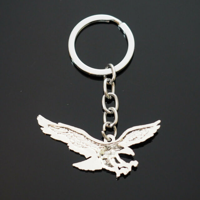 Vintage Soaring Eagle Wide Wing Claws Out Silver Charm Keychain Key Chain Gift