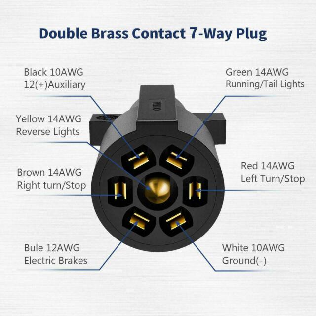 7 Way 7 Feet Trailer Cord Kit Include 12V Breakaway Switch and Plug Holder Cable