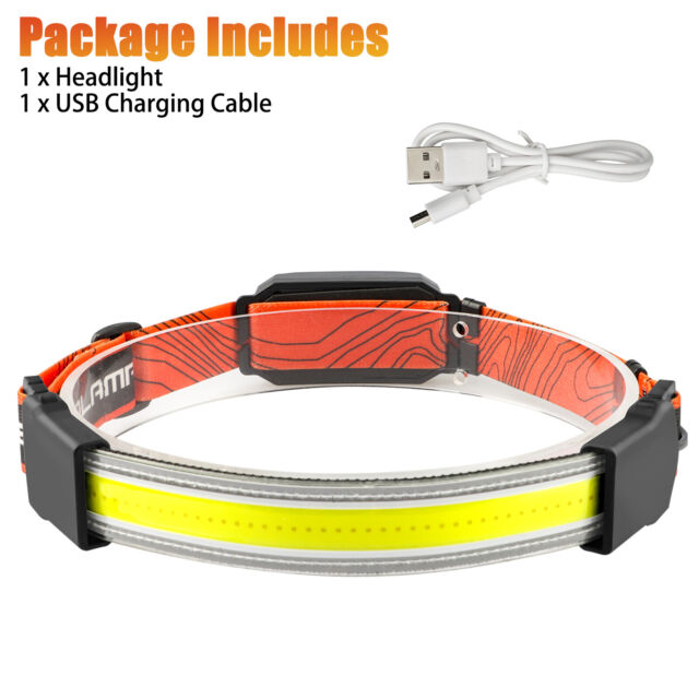 COB LED Headlamp Headlight Torch Flashlight Red Tail Light Head Band Lamp 3 Mode