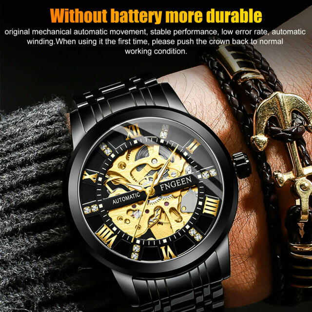 Waterproof Men's Luxury Automatic Mechanical Classic Stainless Steel Wristwatch