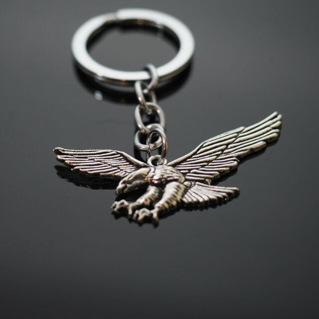 Vintage Soaring Eagle Wide Wing Claws Out Silver Charm Keychain Key Chain Gift