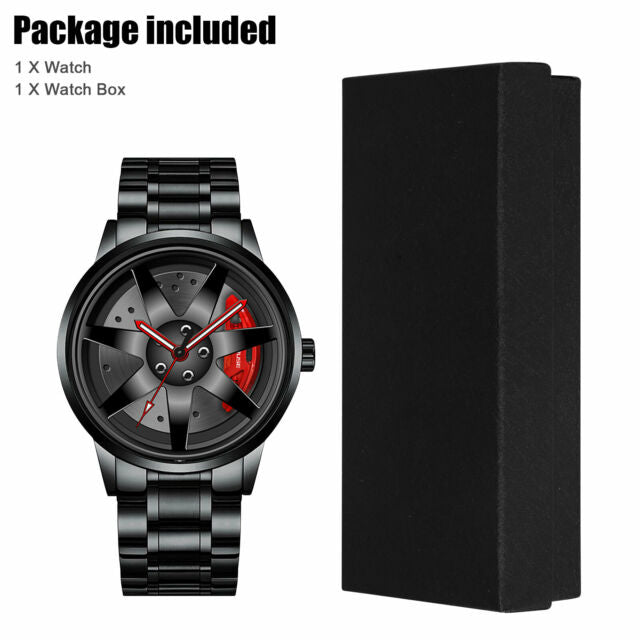 Luminous Men Car Wheel Fashion Watch Analog Quartz Stainless Steel Wrist Watches