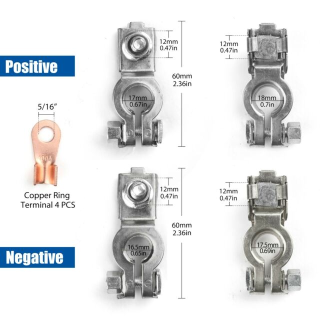 Pair Battery Terminal Cable Clamp Negative Positive Top-Post for Toyota Chevy