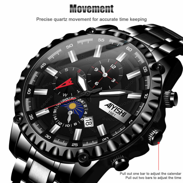 Waterproof Men Stainless Steel Quartz Watch Classic Business Luminous Wristwatch