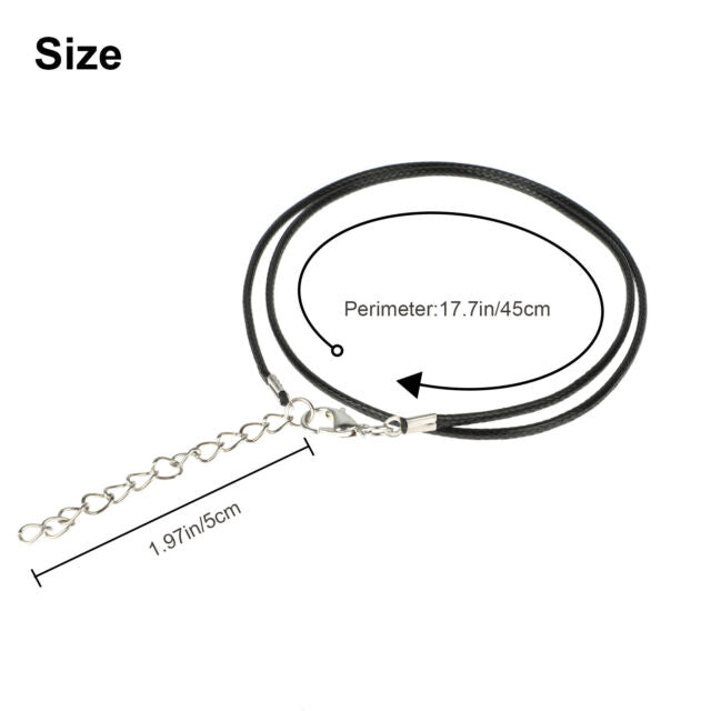 50PCS 18" Necklace Leather Cord Chain Braided Rope for Jewelry Making w/ Clasps