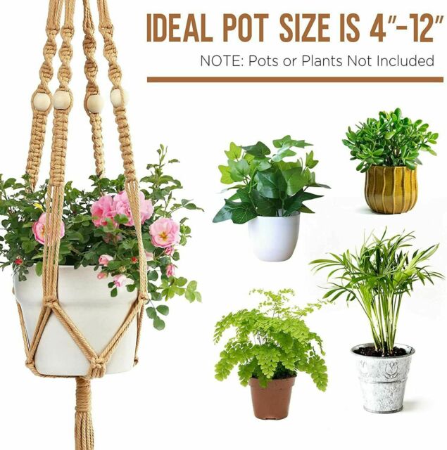 3x Macrame Plant Hangers Indoor Outdoor Hanging Basket Planter Flower Pot Holder