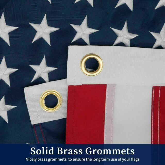 3'x5' ft american flag sewn stripes embroidered stars brass grommets usa us u.s.