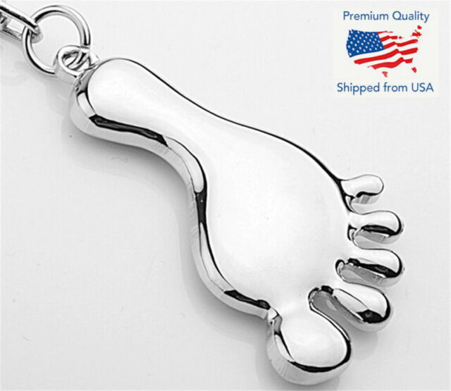 Bigfoot Sasquatch Yeti Big Foot Toes Keychain Key Chain Silver Metal Charm Gift