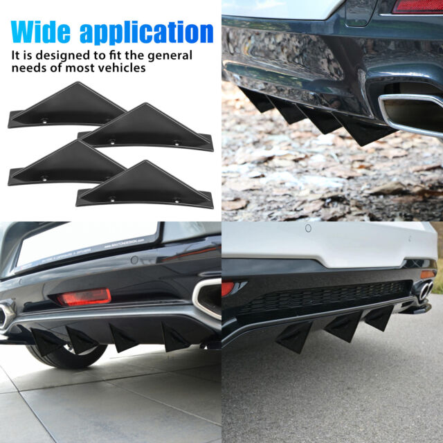 4x Universal Car Rear Lower Bumper Diffuser Shark Fins Spoiler Lip Wing Splitter