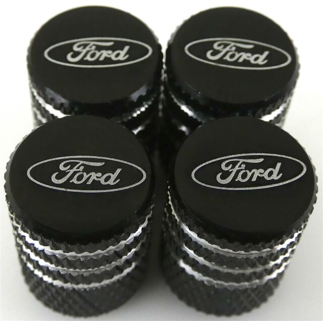 4x Ford Tire Valve Stem Caps For Car, Truck Universal Fitting (Black)