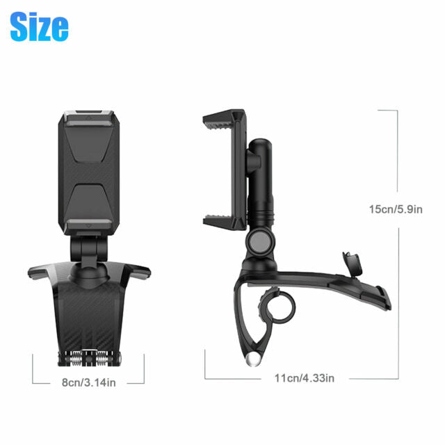 3in1 Universal Car Phone Mount Holder for Dashboard Sun Visor Rearview Mirror US