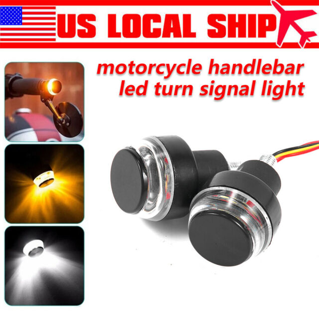 2PCS&Motorcycle Turn Signal LED Light Indicator Blinker Handle Bar End Handlebar