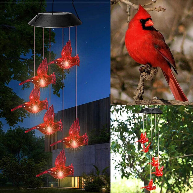 Solar Wind Chimes Lights LED Birds Color Changing Hanging Lamp Garden Home Decor