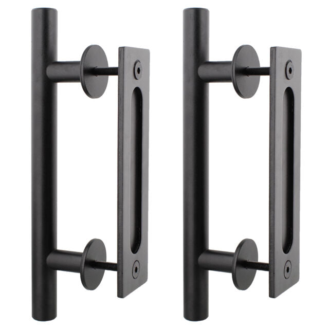 Rural365 Sliding Barn Door Handle Set 2pk 12in - Black Barn Door Pull Handles