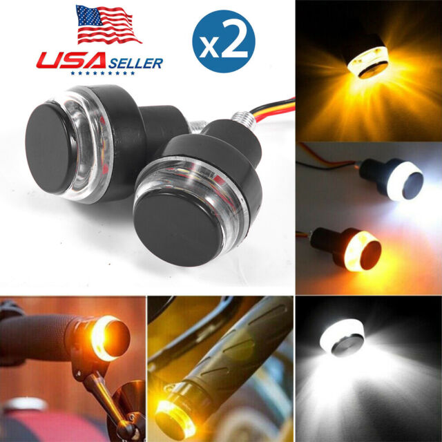 2PCS&Motorcycle Turn Signal LED Light Indicator Blinker Handle Bar End Handlebar