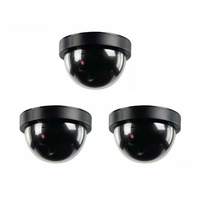 3 Fake Dummy Dome Surveillance Security Camera with LED Sensor Light