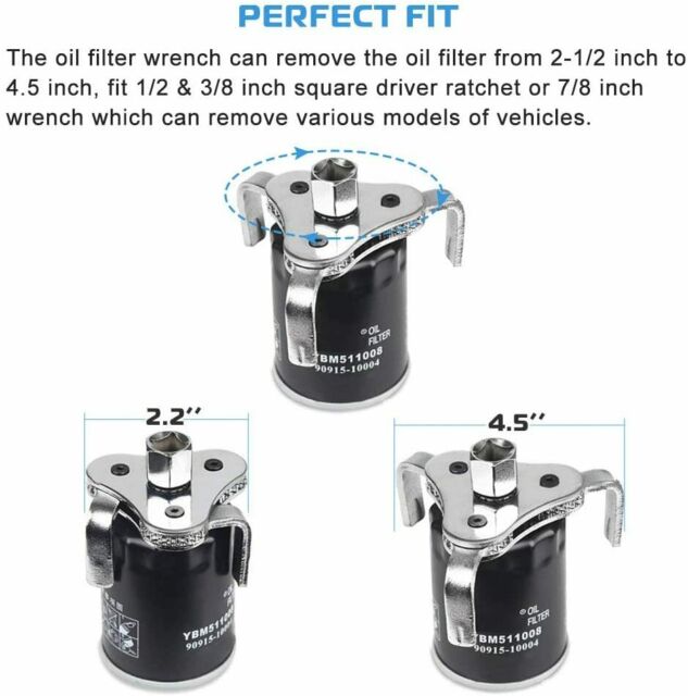 2 Way Oil Filter Wrench Auto Adjustable Universal 3-Jaw Remover Socket 1/2 3/8