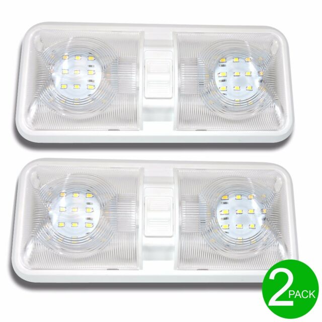 2x Leisure LED RV Interior Led Ceiling Light Boat Camper Trailer double Dome 12V