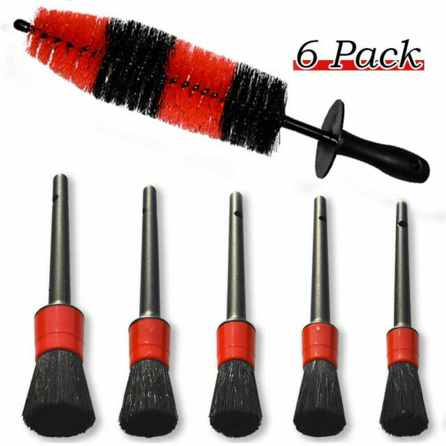 6Pcs Car Detail Brush Wash Auto Detailing Cleaning Kit Engine Wheel Brushes Set