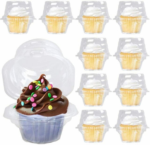 100x Plastic Individual Cupcake Container Clear Boxes Single Compartment Carrier