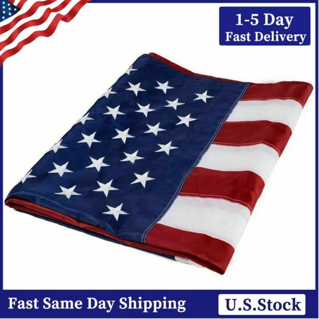 3'x5' ft american flag sewn stripes embroidered stars brass grommets usa us u.s.