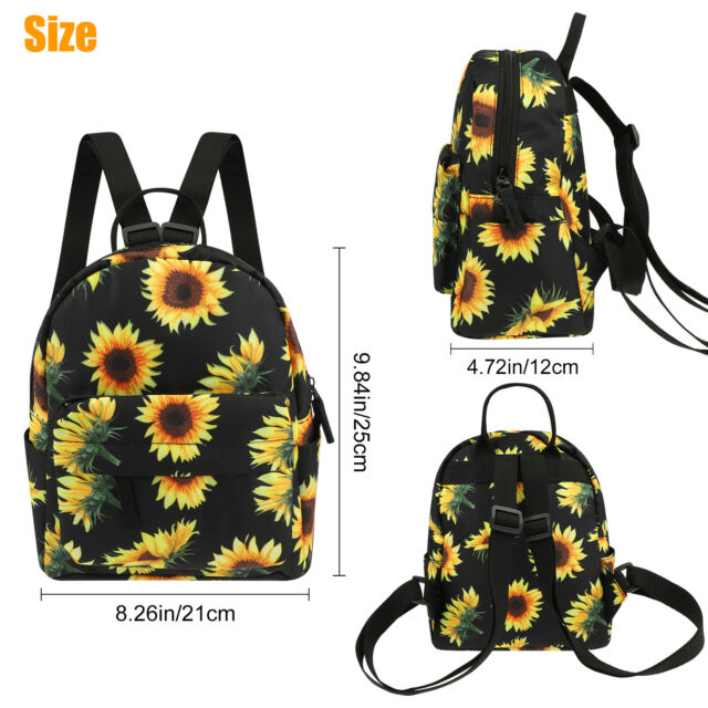 Mini Sunflower Backpack Women Purse Shoulder Rucksack Handbag Travel Bag Pouch