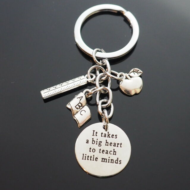 Teacher Love Thanks Student Keychain Key Chain Ring Big Heart Little Minds Gift