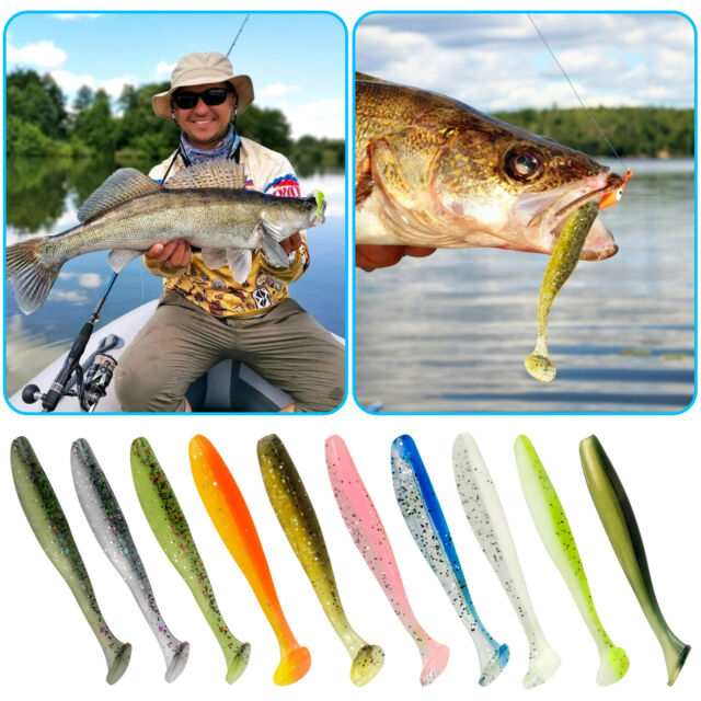 50Pcs 5.5cm Soft Silicone T-tail Fishing Swimbaits Lures Mixed-color Fish Bait