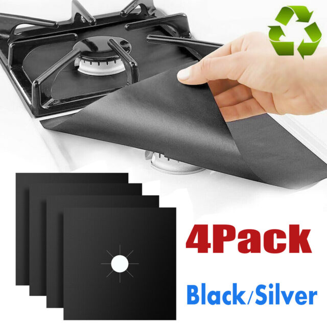 4Pcs Stove Top Burner Gas Range Protector Reusable Liner Clean Non-stick Cover