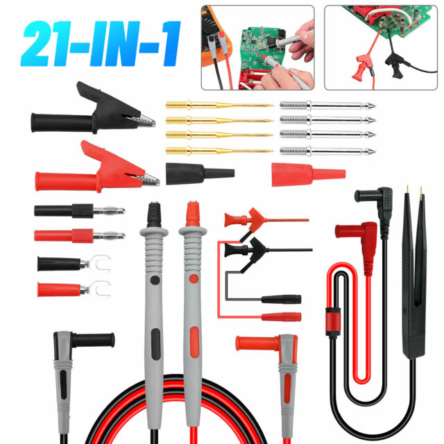 21 in 1 Multimeter Test Lead Kit Electrical Alligator Clip Test Probe Plug Set