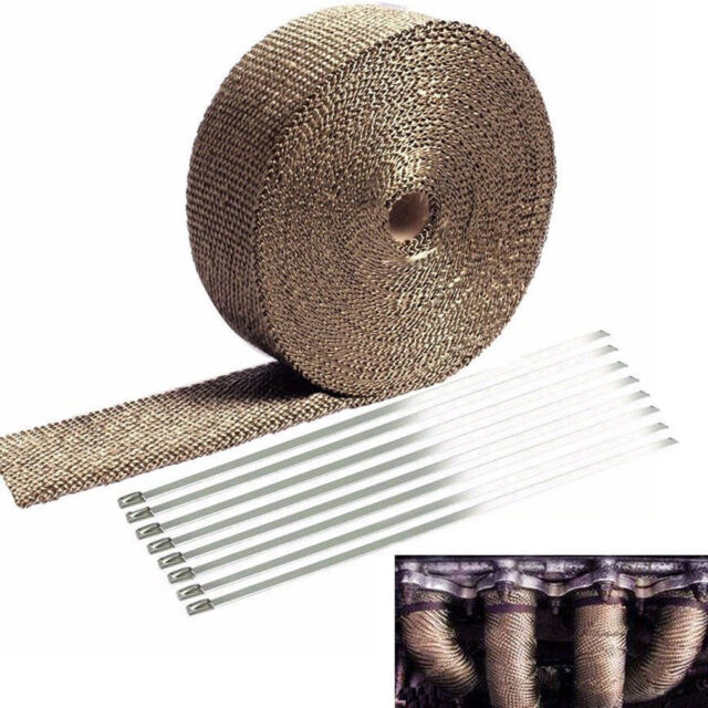 2 Rolls x Titanium Pipe Header Manifold Exhaust Heat Wrap Tape 20 Ties 2" X 50ft