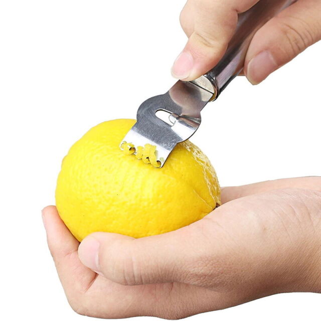 Lemon Orange Zester Citrus Grater Stainless Steel Lime Zest Garnish Curls Swirls