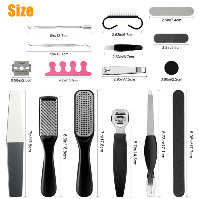 23PCS Set Pedicure Kit Rasp Foot File Callus Remover Nail Professional Care Tool