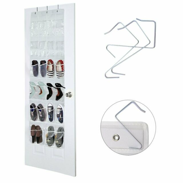 24 Pockets The Door Shoe Organizer Rack Hanging Storage Hanger Closet with Hooks