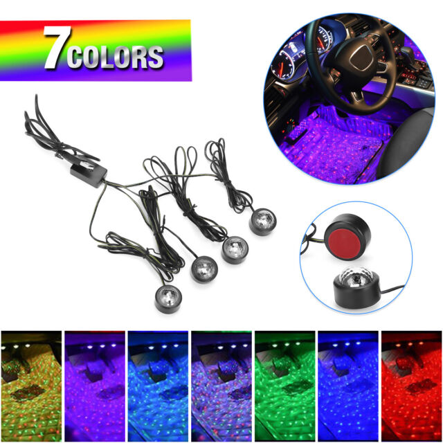 LED Car Interior Atmosphere Neon Lights Strip Music Control Floor Decor Light US