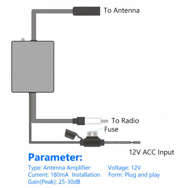 Car Stereo FM & AM Radio Signal Antenna Signal Amplifier Auto Aerial Amp Booster