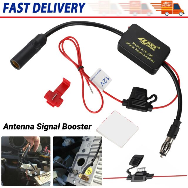 Car Stereo FM & AM Radio Signal Antenna Signal Amplifier Auto Aerial Amp Booster