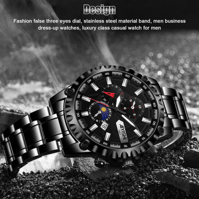 Waterproof Men Stainless Steel Quartz Watch Classic Business Luminous Wristwatch