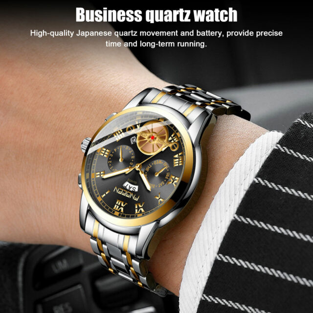 Waterproof Men Watch Classic Stainless Steel Quartz Business Luminous Wristwatch