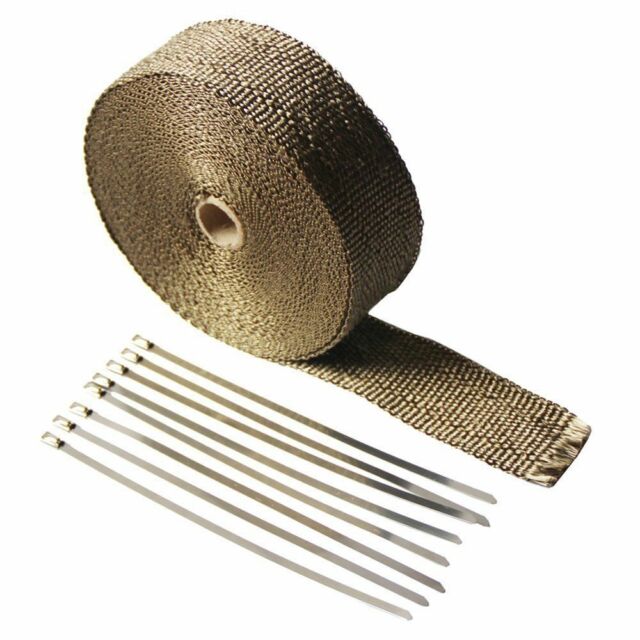 2 Rolls x Titanium Pipe Header Manifold Exhaust Heat Wrap Tape 20 Ties 2" X 50ft