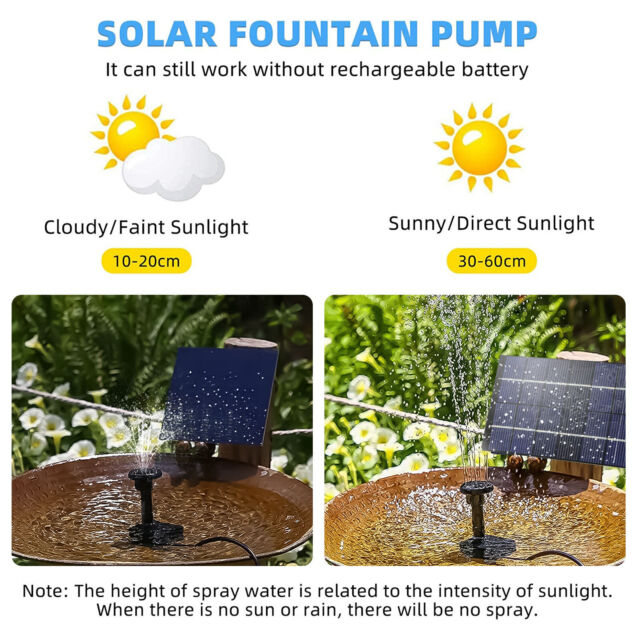 Solar Power Fountain Submersible Floating Water Pump Bird Bath Pond Garden Decor